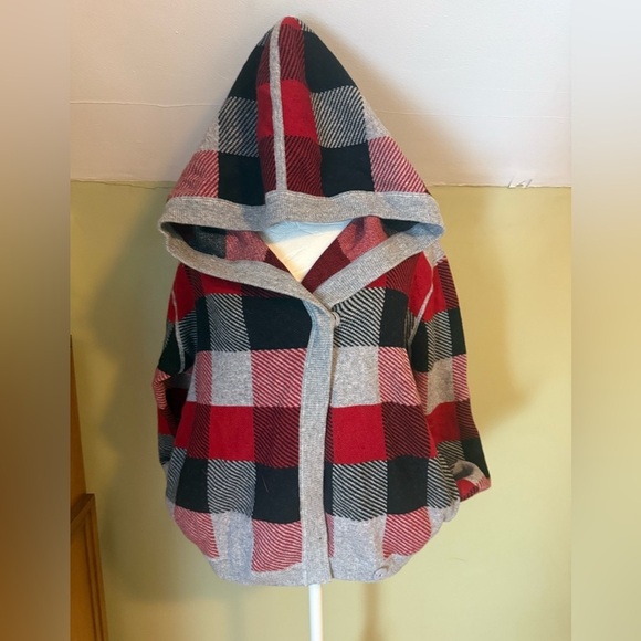 Aiko Sweaters - Aiko Wool-Blend Plaid Hooded One Button Sweate
